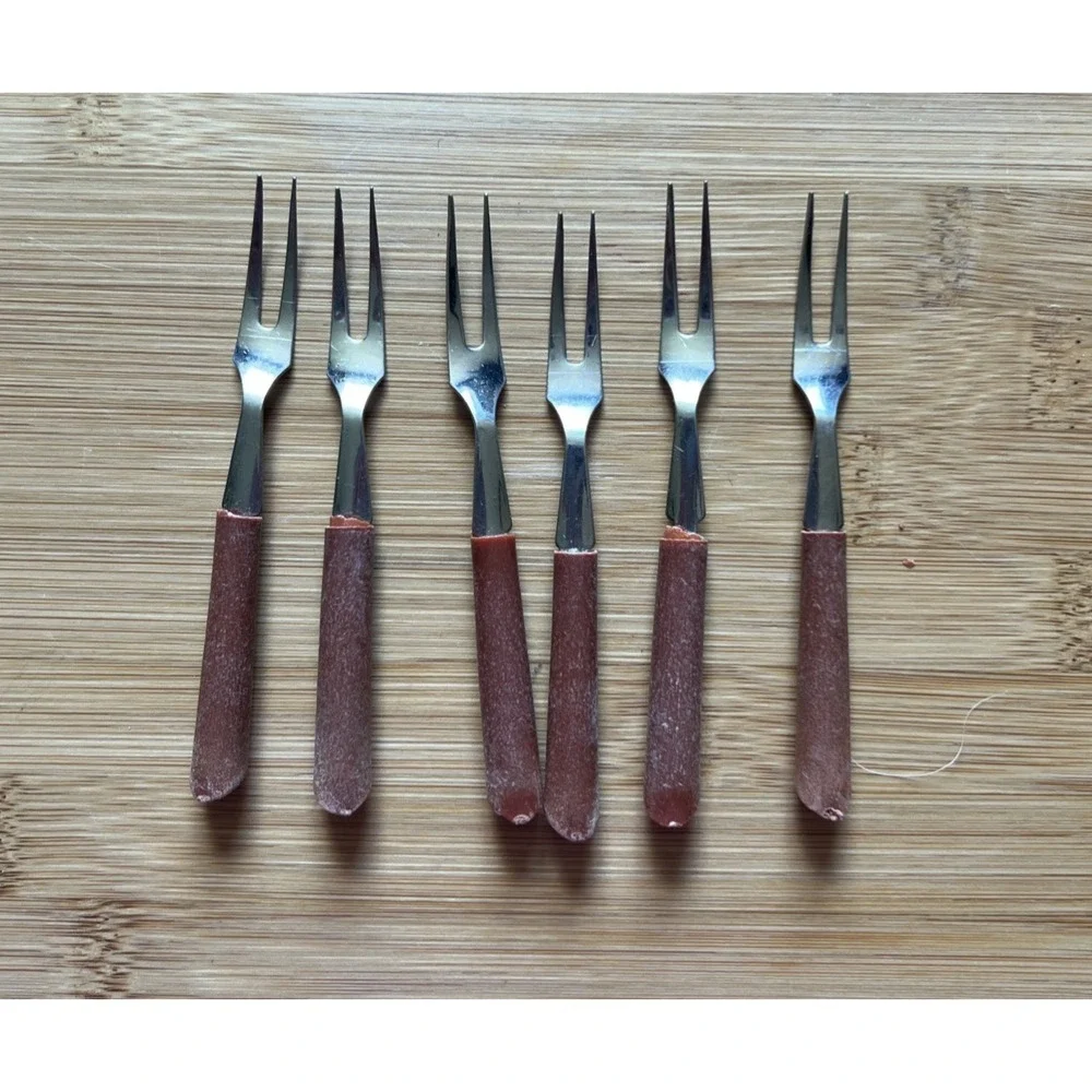 Vintage Stainless Steel Cocktail Forks Set ‎ Mini Hors D'oeuvres Fork Set - Six